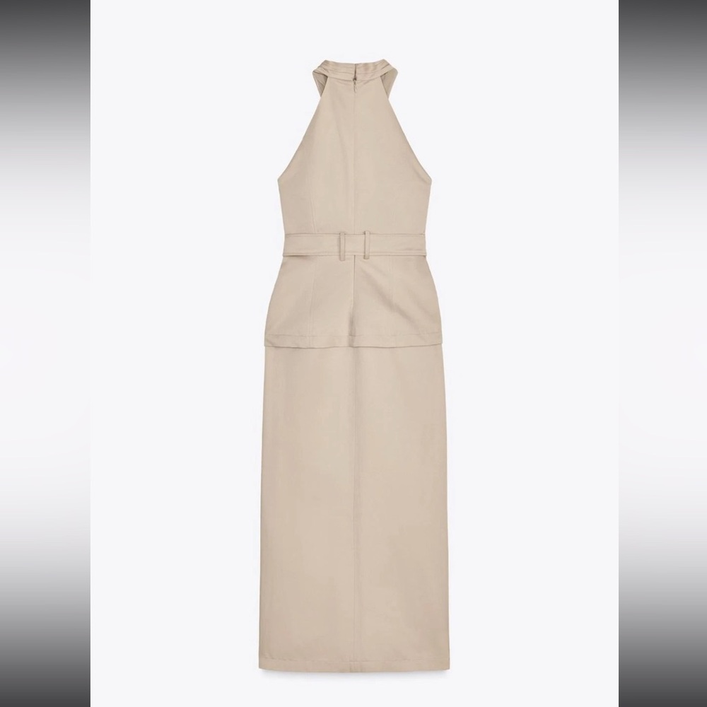 ZARA CROSSOVER BELTED MIDI DRESS - Picture 14 of 16